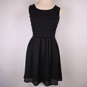 Forever 21 Beaded Black Dress Women's Small Sleeveless Fit Flare Party Cocktail